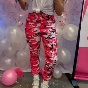 Pink Camo camouflage military style pants Sz Small